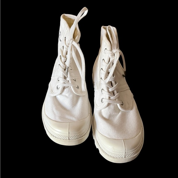 Palladium White Canvas Lace-Up Boots | Women’s Size 7 / Men’s 5.5 - Picture 11 of 13